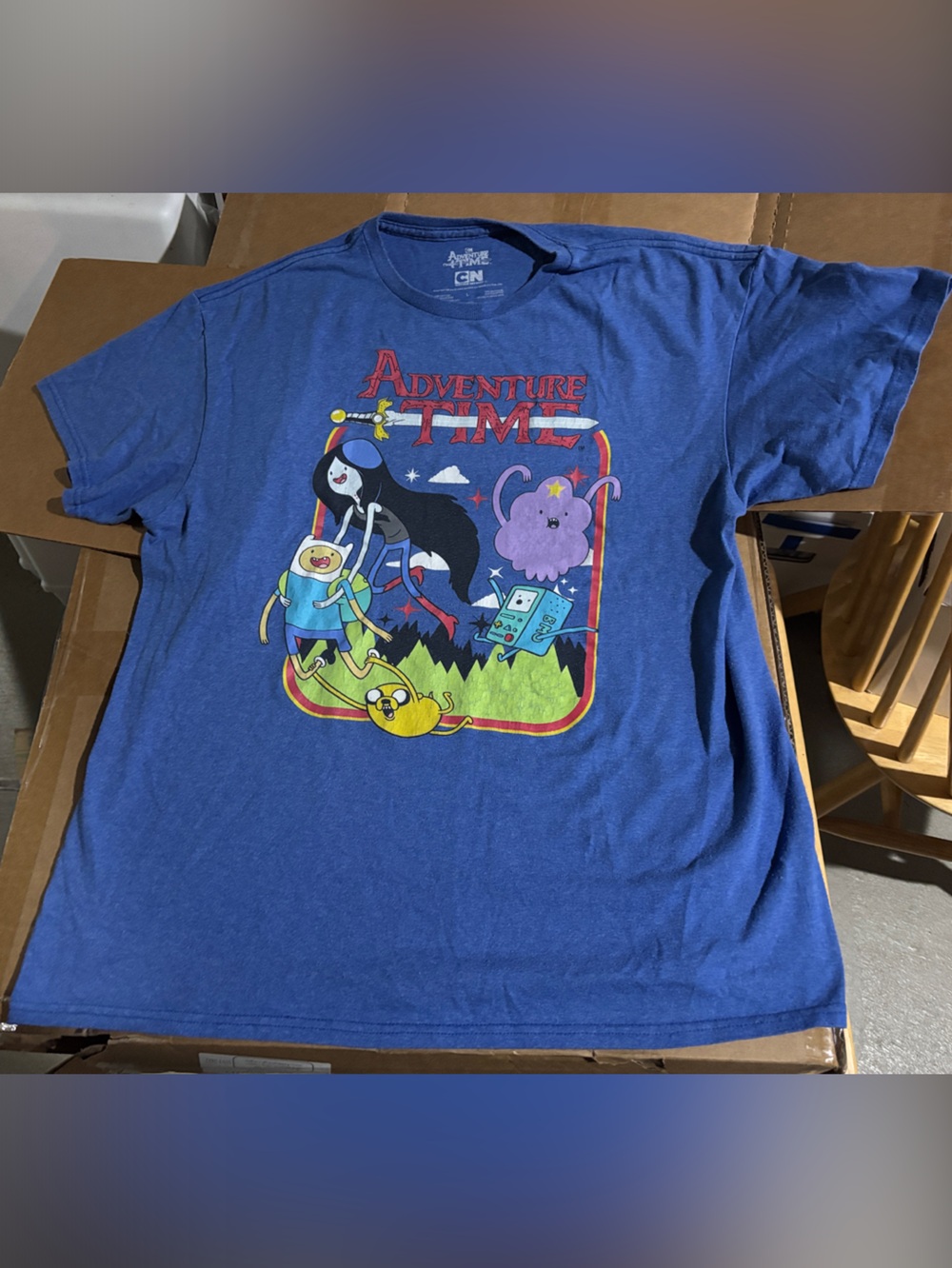 Adventure Time Royal Blue Graphic Tee with Multicolor Print